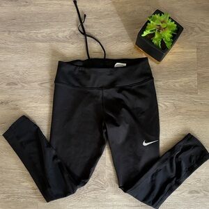 Nike Dry Fit Black Leggings with White Swoosh